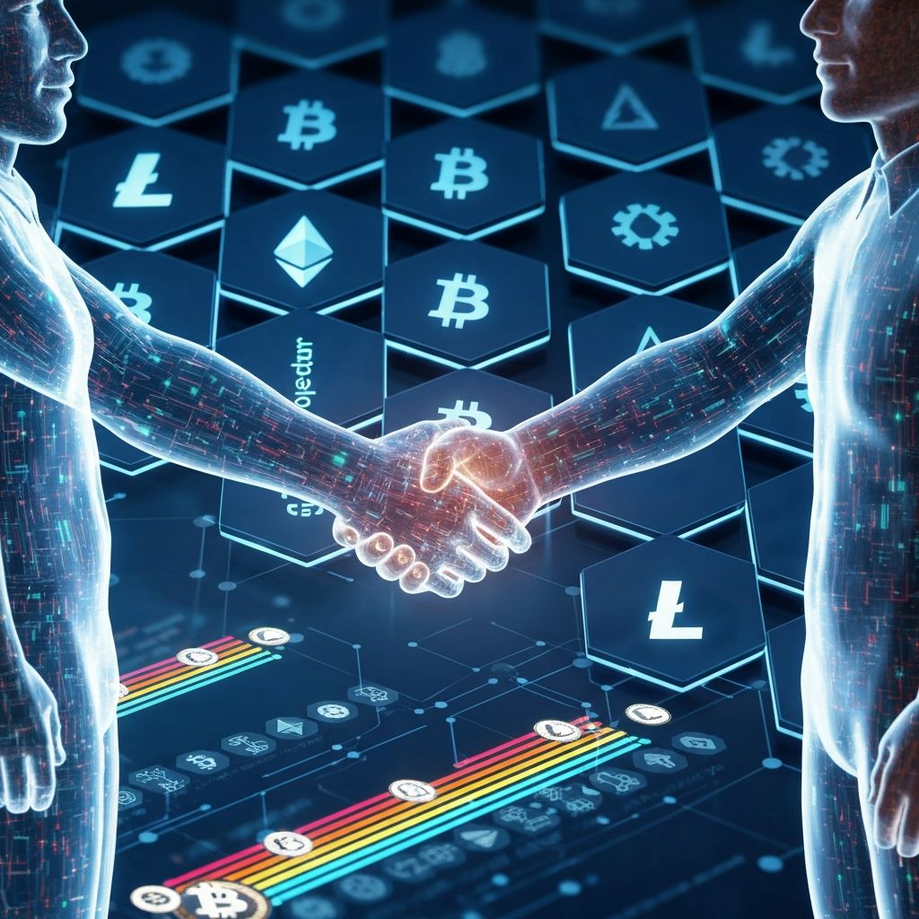 Digital handshake representing smart contract agreements